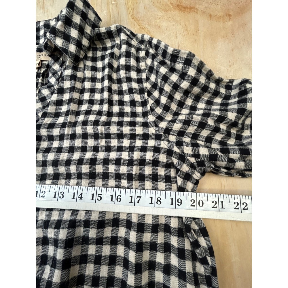 Hester & Orchard Black White Gingham Button Down Shirt Large Plaid Flannel - Picture 7 of 12